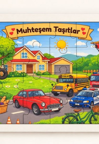 Muhteşem Taşıtlar - 24 Parça Ahşap Puzzle Muhteşem Taşıtlar - 24 Parça Ahşap Puzzle