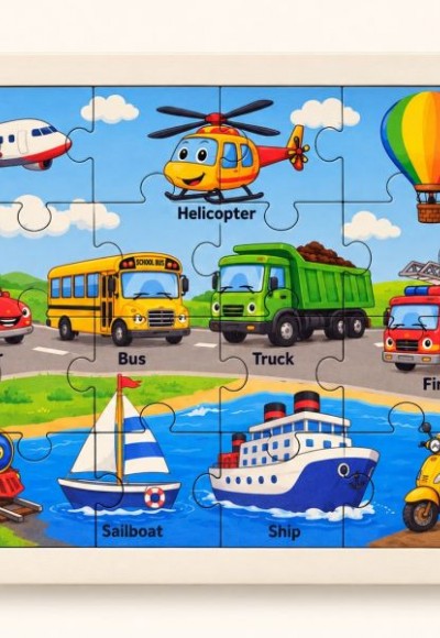 Taşıtlar - 24 Parça Ahşap Puzzle Taşıtlar - 24 Parça Ahşap Puzzle