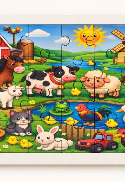 Hayvan Çiftliği - 24 Parça Ahşap Puzzle Hayvan Çiftliği - 24 Parça Ahşap Puzzle