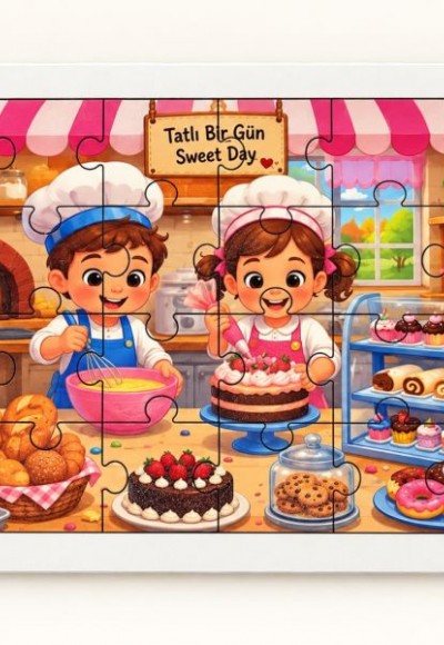 Çocuklar Mutfakta - Eğitici - 24 Parça Ahşap Puzzle Çocuklar Mutfakta - Eğitici - 24 Parça Ahşap Puzzle