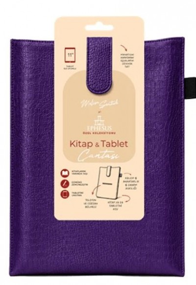 Yeni Nesil Kitap ve Tablet Çantası - Özel Deri Dokulu Mor Yeni Nesil Kitap ve Tablet Çantası - Özel Deri Dokulu Mor