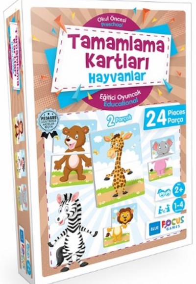 Blue Focus Tamamlama Kartları Hayvanlar - Eğitici Oyunlar 24 Parça Blue Focus Tamamlama Kartları Hayvanlar - Eğitici Oyunlar 24 Parça