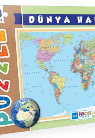 Blue Focus Dünya Haritası - Puzzle 100 Parça Blue Focus Dünya Haritası - Puzzle 100 Parça