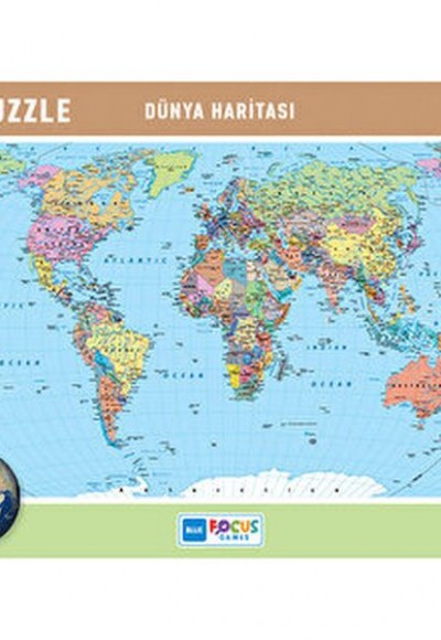 Blue Focus 72 Parça Dünya Haritası Frame Puzzle Blue Focus 72 Parça Dünya Haritası Frame Puzzle