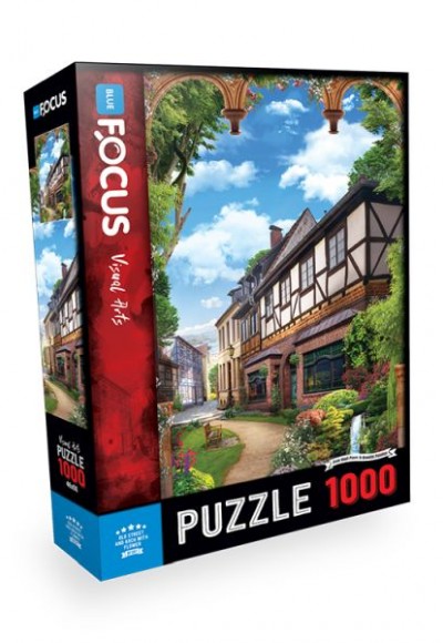 Blue Focus 1000 Parça Puzzle Old Street And Arch Wıht Flower Blue Focus 1000 Parça Puzzle Old Street And Arch Wıht Flower