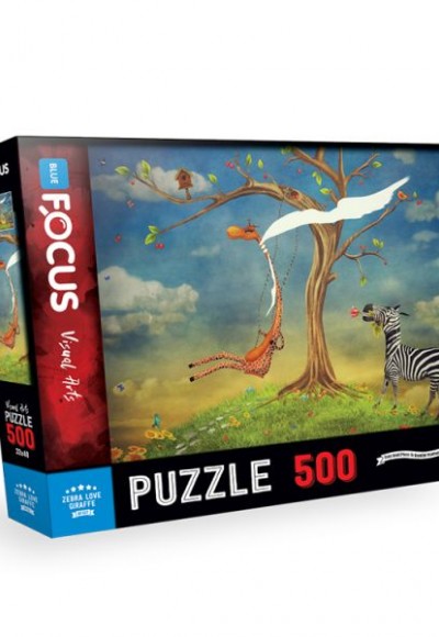 Blue Focus Zebra Loving Giraffes (Zebranın Aşkı Zürafa) - Puzzle 500 Parça Blue Focus Zebra Loving Giraffes (Zebranın Aşkı Zürafa) - Puzzle 500 Parça
