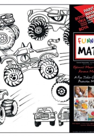 Funny Mat- Canavar Kamyonetler - 33,5x48cm Funny Mat- Canavar Kamyonetler - 33,5x48cm