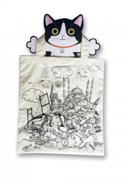 Funny Bag Çanta İstanbul ve Kediler - 38x40 cm Funny Bag Çanta İstanbul ve Kediler - 38x40 cm