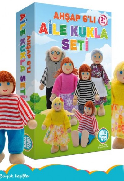 Ahşap 6'lı Aile Kukla Seti Ahşap 6'lı Aile Kukla Seti