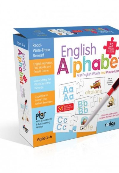 English Alphabet - First English Words and Puzzle Game - 52 Pieces Puzzle - Ages 3-6 English Alphabet - First English Words and Puzzle Game - 52 Pieces Puzzle - Ages 3-6