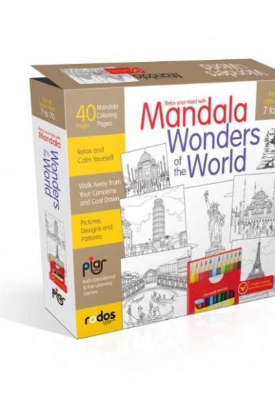 Mandala, Wonders Of The World - For All Ages From 7 To 70 - A12-piece-colored Pencil Set is Included Mandala, Wonders Of The World - For All Ages From 7 To 70 - A12-piece-colored Pencil Set is Included
