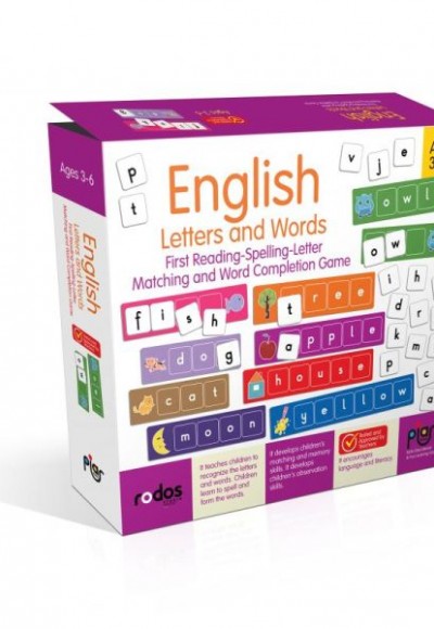 English Letters and Words - First Reading-Spelling-Letter Matching and Word Completion Game - Ages 3 English Letters and Words - First Reading-Spelling-Letter Matching and Word Completion Game - Ages 3