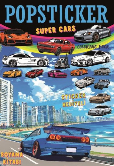 Süper Cars Boyama Kitabı Popsticker Süper Cars Boyama Kitabı Popsticker