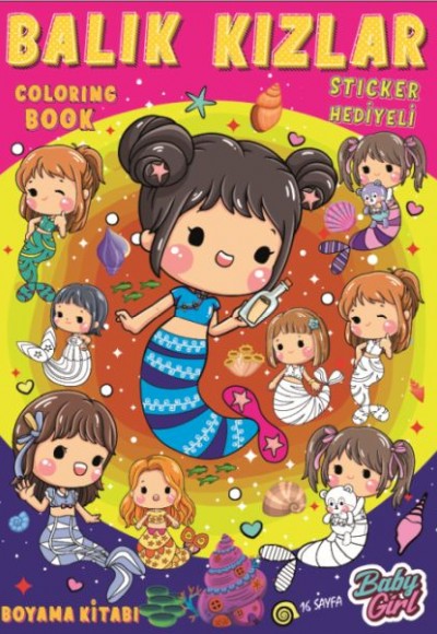 Balık Kızlar Boyama Kitabı Popsticker Balık Kızlar Boyama Kitabı Popsticker