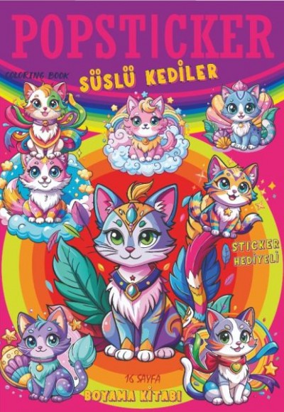 Süslü Kediler Boyama Kitabı Popsticker Süslü Kediler Boyama Kitabı Popsticker