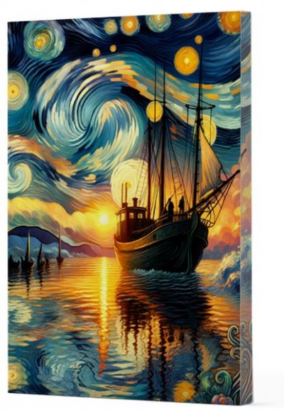 Van Gogh 2 - Gemi Çizgili Yan Boyamalı Defter Van Gogh 2 - Gemi Çizgili Yan Boyamalı Defter