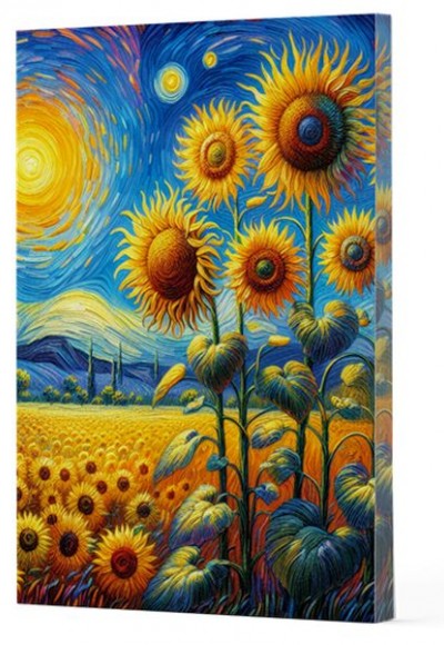 Van Gogh 4 - Ayçiçekleri Çizgili Yan Boyamalı Defter Van Gogh 4 - Ayçiçekleri Çizgili Yan Boyamalı Defter