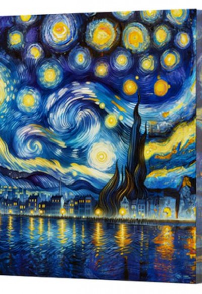 Van Gogh 7 Yıldızlı Gece - Çizgisiz Yan Boyamalı Defter Van Gogh 7 Yıldızlı Gece - Çizgisiz Yan Boyamalı Defter