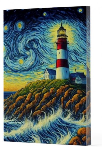 Van Gogh 8 - Deniz Feneri Çizgili Yan Boyamalı Defter Van Gogh 8 - Deniz Feneri Çizgili Yan Boyamalı Defter