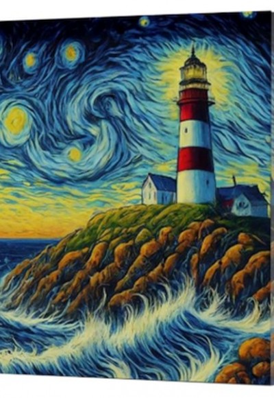 Van Gogh 8 Deniz Feneri - Çizgisiz Yan Boyamalı Defter Van Gogh 8 Deniz Feneri - Çizgisiz Yan Boyamalı Defter