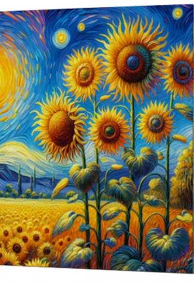 Van Gogh 4 Ayçiçekleri - Çizgisiz Yan Boyamalı Defter Van Gogh 4 Ayçiçekleri - Çizgisiz Yan Boyamalı Defter