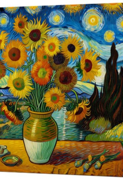 Van Gogh 10 Ayçiçekleri - Çizgisiz Yan Boyamalı Defter Van Gogh 10 Ayçiçekleri - Çizgisiz Yan Boyamalı Defter