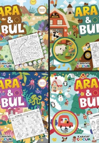 Ara ve Bul / Gizli Resimleri Bul-4'lü Seri (Macera-Keşif-Sürpriz-Eğlence Dolu Bulmacalar)
