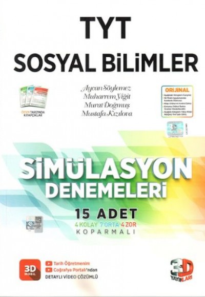 3D Yayınları TYT Sosyal Bilimler Tamamı Video Çözümlü Simülasyon Denemeleri 3D Yayınları TYT Sosyal Bilimler Tamamı Video Çözümlü Simülasyon Denemeleri