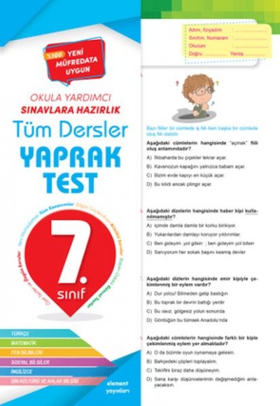 7. Sınıf Tüm Dersler Yaprak Test