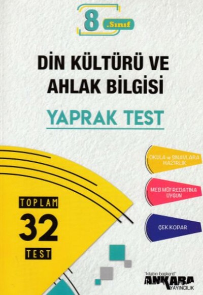 Ankara 8. Sınıf Din Kültürü ve Ahlak Bilgisi Yaprak Test (Yeni) Ankara 8. Sınıf Din Kültürü ve Ahlak Bilgisi Yaprak Test (Yeni)