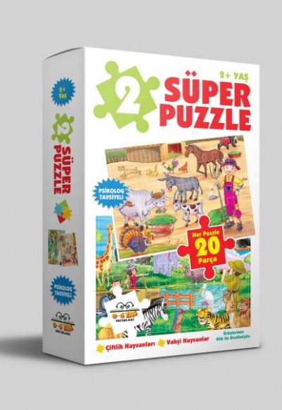 2 Süper Puzzle - Çiftlik Hayvanları - Vahşi Hayvanlar 2+ Yaş 2 Süper Puzzle - Çiftlik Hayvanları - Vahşi Hayvanlar 2+ Yaş