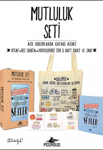 Mutluluk Seti (Kitap + Bez Çanta + Hediyeleriniz İçin 6 Adet Kart ve Zarf) Mutluluk Seti (Kitap + Bez Çanta + Hediyeleriniz İçin 6 Adet Kart ve Zarf)