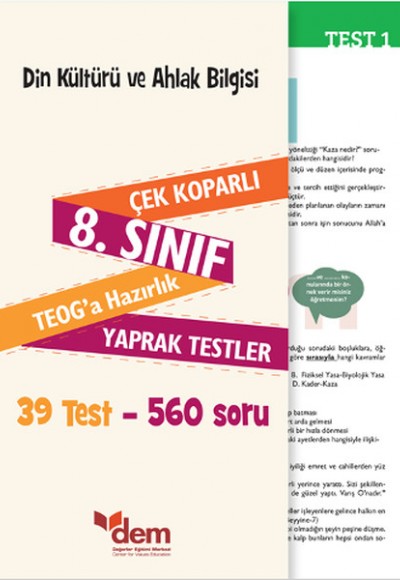 Din Kültürü ve Ahlak Bilgisi 8. Sınıf Çek KoparlıTEOGa Hazırlık Yaprak Testler Din Kültürü ve Ahlak Bilgisi 8. Sınıf Çek KoparlıTEOGa Hazırlık Yaprak Testler