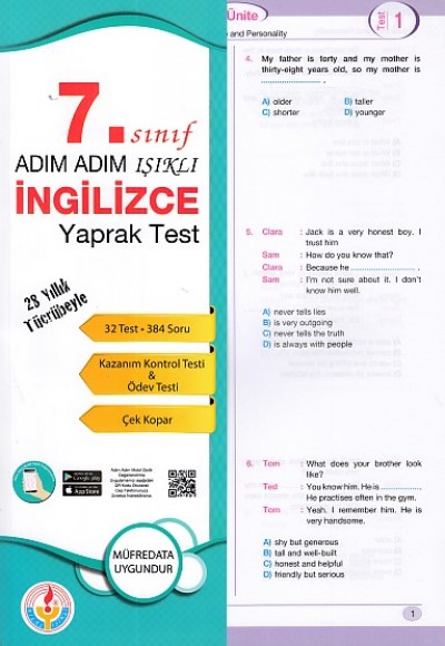 Adım Adım Işıklı 7. Sınıf İngilizce Yaprak Test Adım Adım Işıklı 7. Sınıf İngilizce Yaprak Test
