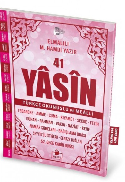 41 Yasin Türkçe Okunuşlu ve Mealli-Pembe Kapak Orta Boy 41 Yasin Türkçe Okunuşlu ve Mealli-Pembe Kapak Orta Boy