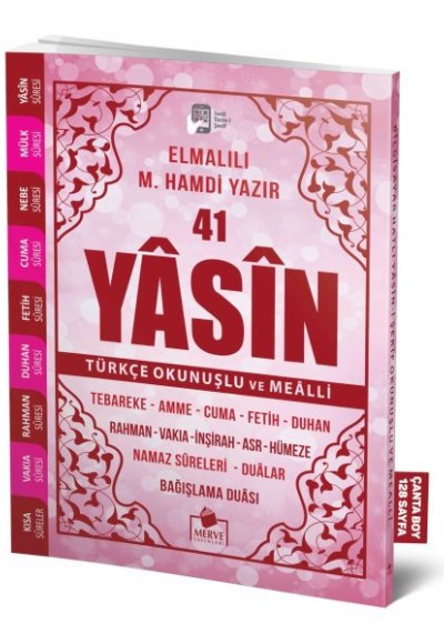 41 Yasin Çanta Boy Türkçe Okunuşlu ve Mealli Pembe Kapak 41 Yasin Çanta Boy Türkçe Okunuşlu ve Mealli Pembe Kapak