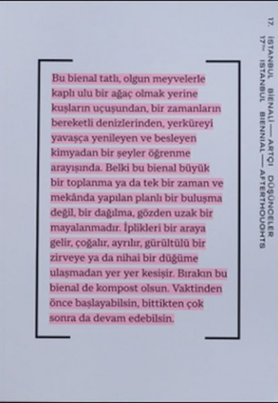 17. İstanbul Bienali – Artçı Düşünceler (Katalog) 17. İstanbul Bienali – Artçı Düşünceler (Katalog)