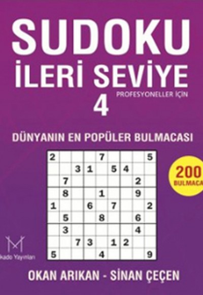 Sudoku İleri Seviye-4 Profesyoneller İçin Sudoku İleri Seviye-4 Profesyoneller İçin