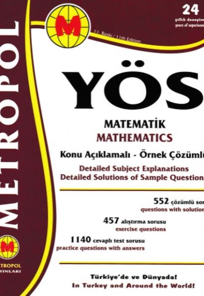 Metropol YÖS Matematik Konu Anlatımlı - Örnek Çözümlü (Yeni) Metropol YÖS Matematik Konu Anlatımlı - Örnek Çözümlü (Yeni)
