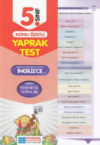 Evrensel 5. Sınıf İngilizce Konu Özetli Yaprak Test (Yeni) Evrensel 5. Sınıf İngilizce Konu Özetli Yaprak Test (Yeni)