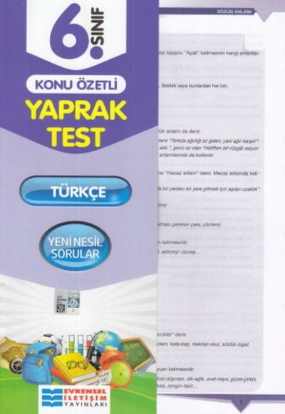 Evrensel 6. Sınıf Türkçe Konu Özetli Yaprak Test (Yeni) Evrensel 6. Sınıf Türkçe Konu Özetli Yaprak Test (Yeni)
