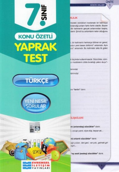 Evrensel 7. Sınıf Türkçe Konu Özetli Yaprak Test (Yeni) Evrensel 7. Sınıf Türkçe Konu Özetli Yaprak Test (Yeni)