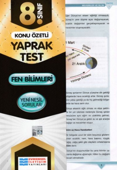 Evrensel 8. Sınıf Fen Bilimleri Konu Özetli Yaprak Test (Yeni) Evrensel 8. Sınıf Fen Bilimleri Konu Özetli Yaprak Test (Yeni)