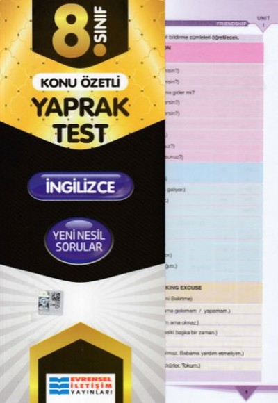 Evrensel 8. Sınıf İngilizce Konu Özetli Yaprak Test (Yeni) Evrensel 8. Sınıf İngilizce Konu Özetli Yaprak Test (Yeni)