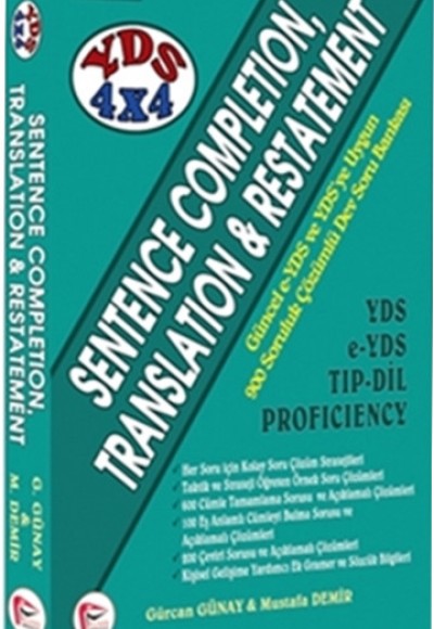 YDS 4X4 Set 1. Kitap - Sentence Completion, Translation & Restatement YDS 4X4 Set 1. Kitap - Sentence Completion, Translation & Restatement