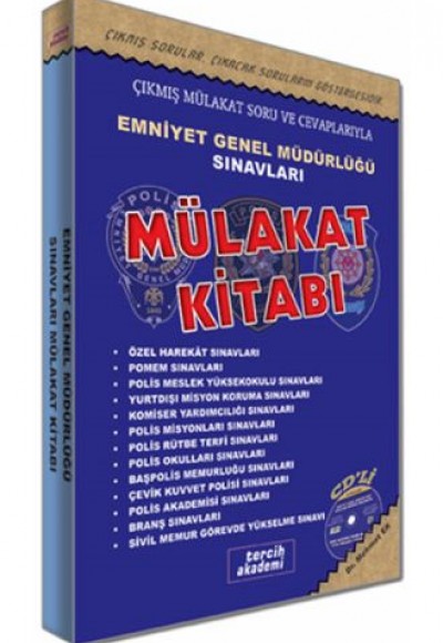 Tercih Akademi Emniyet Genel Müdürlüğü Sınavları Sonrası Mülakat Kitabı CD'li Tercih Akademi Emniyet Genel Müdürlüğü Sınavları Sonrası Mülakat Kitabı CD'li