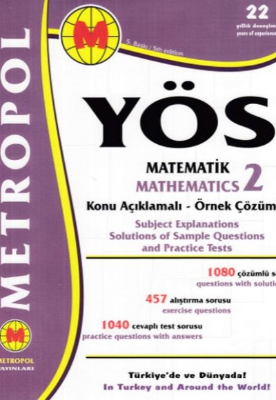 Metropol YÖS Matematik 2 Konu Açıklamalı - Örnek Çözümlü (Yeni) Metropol YÖS Matematik 2 Konu Açıklamalı - Örnek Çözümlü (Yeni)