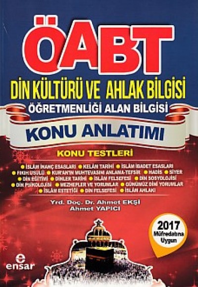 Ensar ÖABT Din Kültürü ve Ahlak Bilgisi Öğretmenliği Alan Bilgisi Konu Anlatımı Konu Testleri