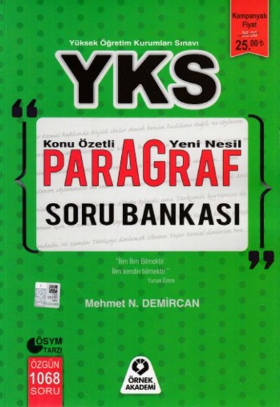 Örnek Akademi YKS Paragraf Konu Özetli Soru Bankası (Yeni) Örnek Akademi YKS Paragraf Konu Özetli Soru Bankası (Yeni)