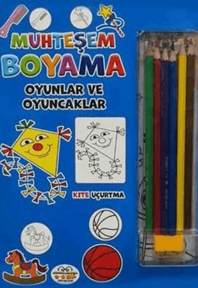 Muhteşem Boyama - Oyunlar ve Oyuncaklar + 6lı Boya Kalemi Muhteşem Boyama - Oyunlar ve Oyuncaklar + 6lı Boya Kalemi